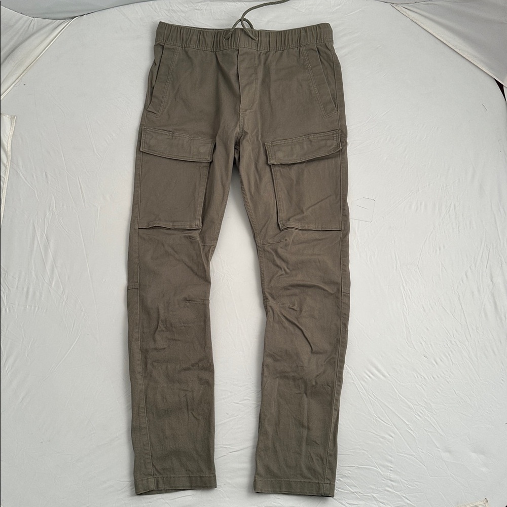 H&M Skinny Fit army green cotton twill drawstring waist cargo pants